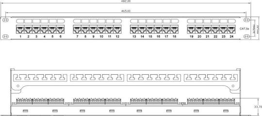 Intellinet Patch Panel 24port Cat 6 Black 721035