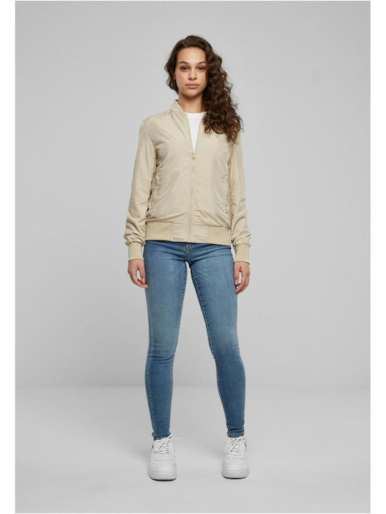 Κοντό Γυναικείο Bomber Jacket Μπεζ