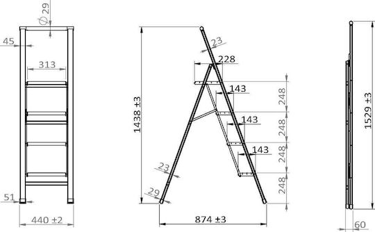 Wenko Ladder Aluminum with 4+1 Steps 144cm
