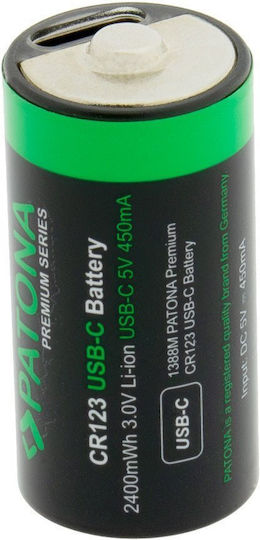 Επαναφορτιζόμενες Μπαταρίες Λιθιου Lithium Cr123 Usb-c Lithium 800mah Σετ 4 Τεμάχια Patona Premium