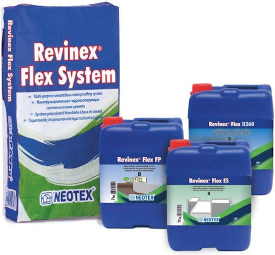 Neotex Revinex Flex System 25kg & Revinex Flex FP 7kg Επαλειφόμενο Στεγανωτικό 2 Συστατικών Λευκό