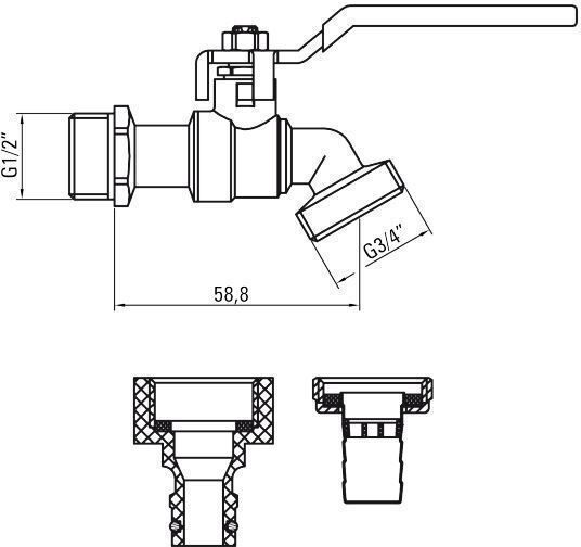 Deante Wasserhahn / Schalter 1/2" mit Verbinder