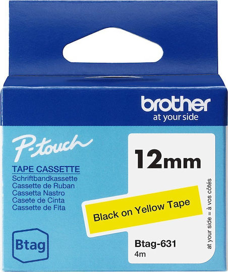 Brother Label Maker Tape 4m x 12mm in Yellow Color