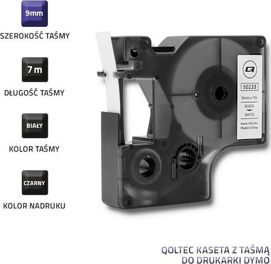 Qoltec D1 43613 Ταινία Ετικετογράφου 7m x 9mm σε Λευκό Χρώμα Συμβατή με Dymo D1