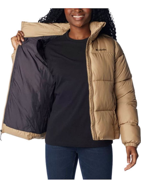 Puffect Women's for Hiking Short Puffer Jacket for Winter Brown