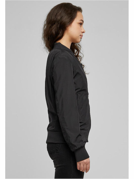 Women's Short Bomber Jacket for Winter Black
