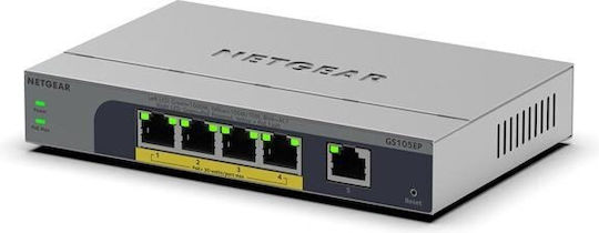 NetGear GS105EP-100EUS Managed L2 PoE Switch με 5 Θύρες Gigabit (1Gbps) Ethernet