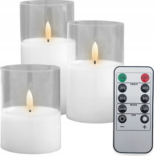 Candle Light Lustră Decorativă Lumânare Alb 3buc