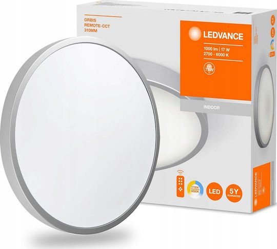 Ledvance Orbis Deckenleuchte 31cm Silber mit Integrierter LED und Fernbedienung