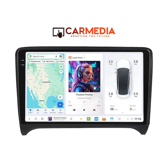 Carmedia Car Audio System for Audi TT 2007-2015 (Bluetooth/USB/AUX/WiFi/GPS/Apple-Carplay/Android-Auto) with Touch Screen 9.5"