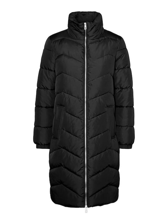 Kurz Damen Puffer Jacke für Winter Schwarz