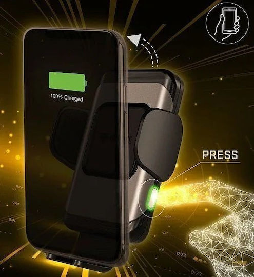 Yenkee Car Mobile Mount with Adjustable Hooks and Wireless Charging Black