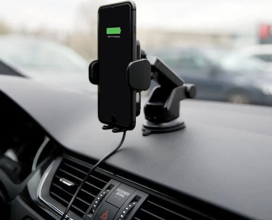 Yenkee Car Mobile Mount with Adjustable Hooks and Wireless Charging Black