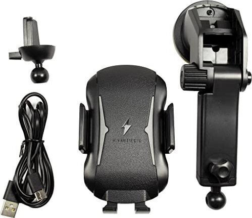 Inter-Tech Inter Tech Suport Auto pentru Telefon cu cârlige reglabile și Încărcare Wireless Neagră
