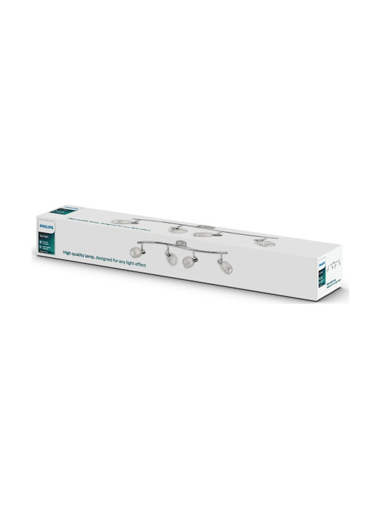 Philips Deltoid Σποτ με 4 Φώτα και με Ντουί G9 σε Ασημί Χρώμα