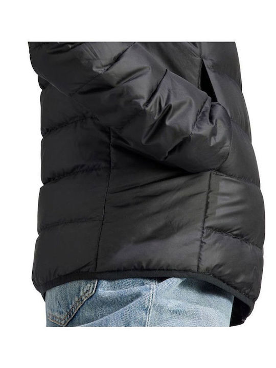 Essentials Light Women's Short Puffer Jacket for Spring or Autumn with Hood Black