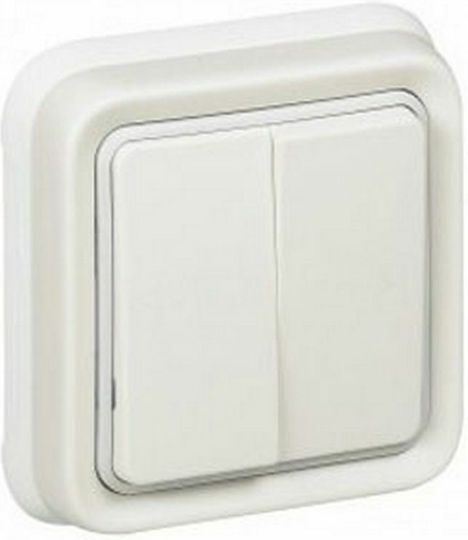 Legrand Plexo 0698 Waterproof Recessed Wall Switch Double with Frame Aller Retour White