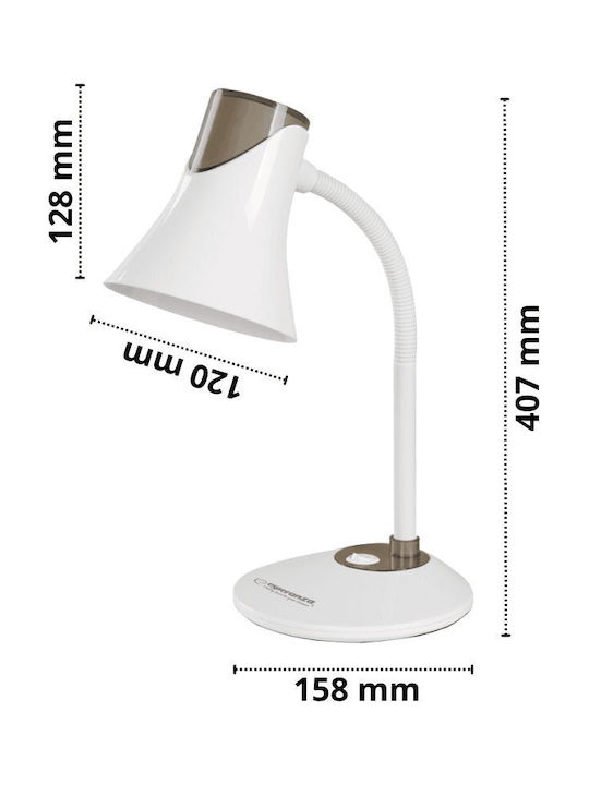 Esperanza Polaris Office Lamp with Flexible Arm for Socket E27 in White Color