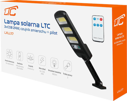 LTC Επιτοίχιο Ηλιακό Φωτιστικό 24W 1800lm με Αισθητήρα Κίνησης, Φωτοκύτταρο και Τηλεχειριστήριο
