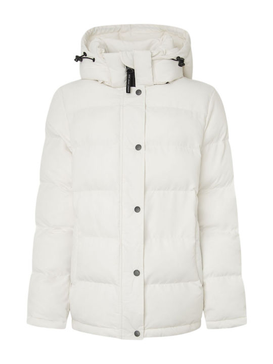 Bibi Kurz Damen Puffer Jacke für Winter Weiß