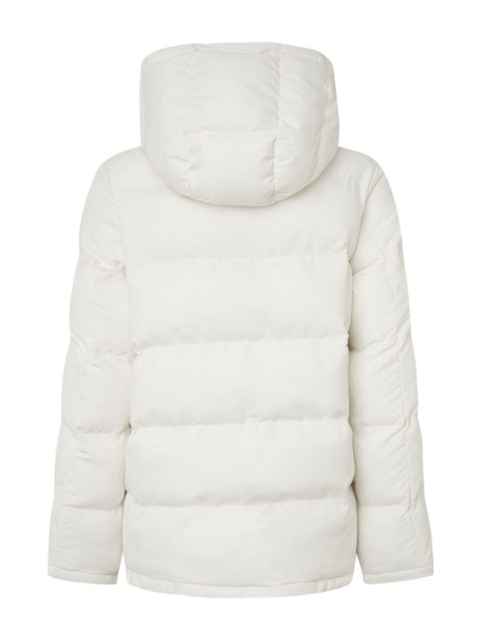Bibi Kurz Damen Puffer Jacke für Winter Weiß
