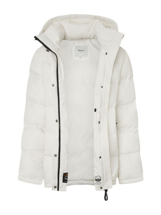 Bibi Kurz Damen Puffer Jacke für Winter Weiß