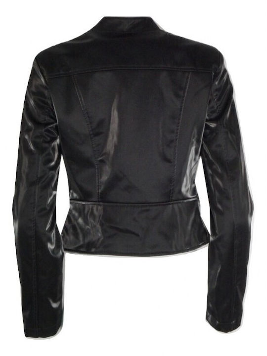 Δερμάτινο Γυναικείο Biker Jacket Μαύρο