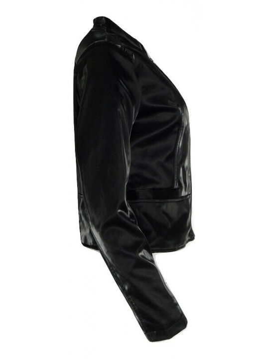 Δερμάτινο Γυναικείο Biker Jacket Μαύρο