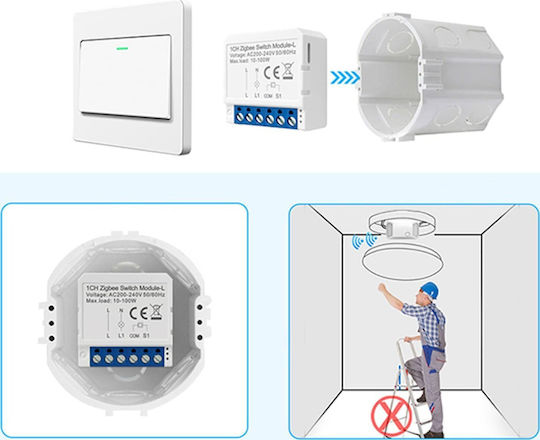 Avatto LZWSM16-W1 Smart Switch 1 Καναλιού ZigBee (χωρίς Ουδέτερο)