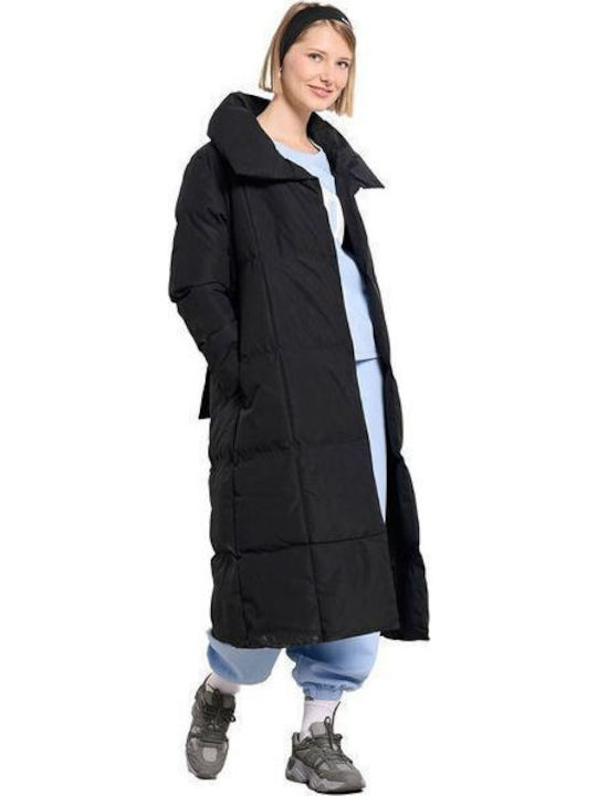 Women's Long Puffer Jacket for Spring or Autumn Black