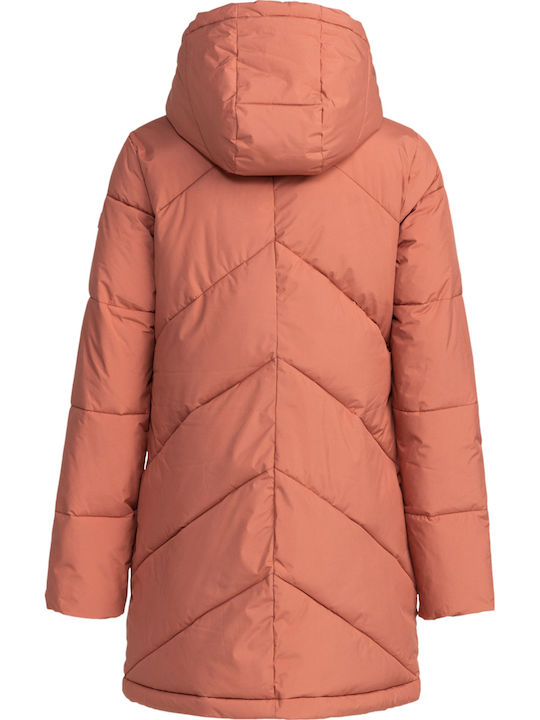 Better Weather Μακρύ Γυναικείο Puffer Μπουφάν για Χειμώνα Πορτοκαλί