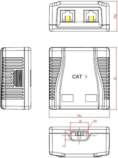 Gembird Doppelter Netzsteckdose RJ45 mit Rahmen Typ Cat5 in Weiß Farbe NCAC-2F5E-01