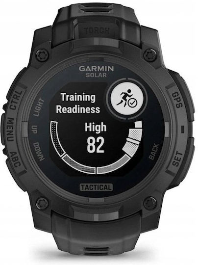 Garmin Instinct 3 Solar Tactical Edition Aluminium 45mm Αδιάβροχο Smartwatch με Παλμογράφο (Black with Black Band)