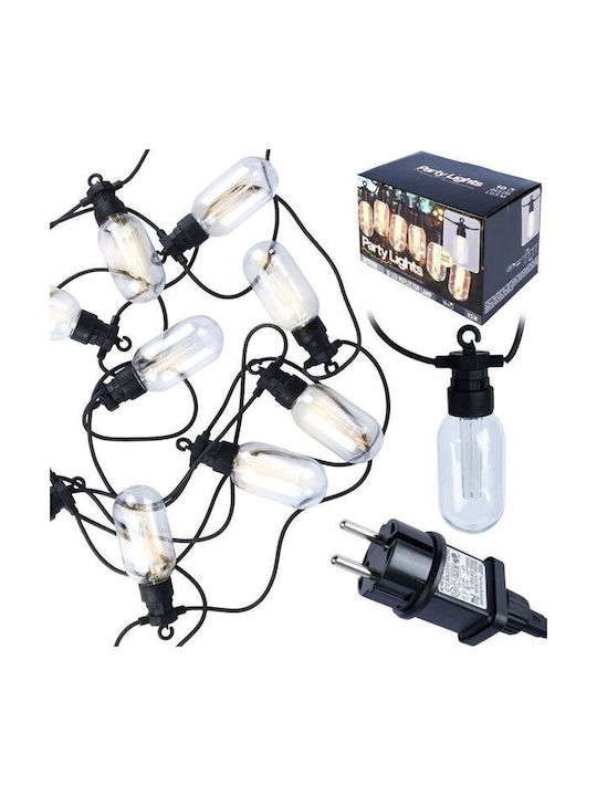 Vilde Wasserdichte Lichterkette Beleuchtung LED IP44 9,5 m mit 10 Lampen Warmweiß