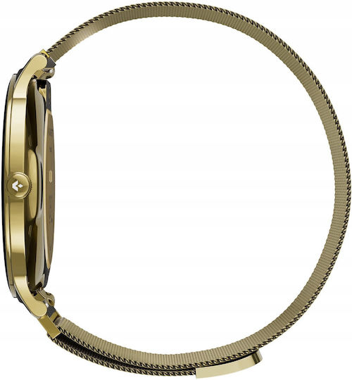 Garett Verona 2 Stainless Steel 43mm Smartwatch με Παλμογράφο (Gold Mesh)