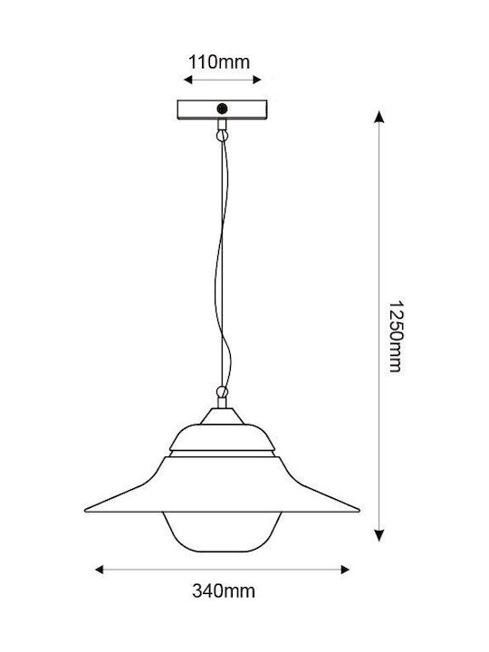 Aca Julie Outdoor Hanging Ceiling Light E27 in Black Color JULIE1PΒΚ