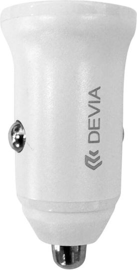 Devia Auto-Ladegerät 30W Schnellladung mit Anschlüssen: 1xUSB 1xType-C Weiß Farbe