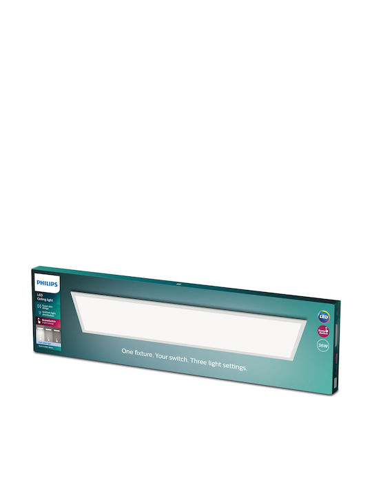 Philips Παραλληλόγραμμο Χωνευτό LED Panel 36W με Φυσικό Λευκό Φως 4000K 120x30εκ.