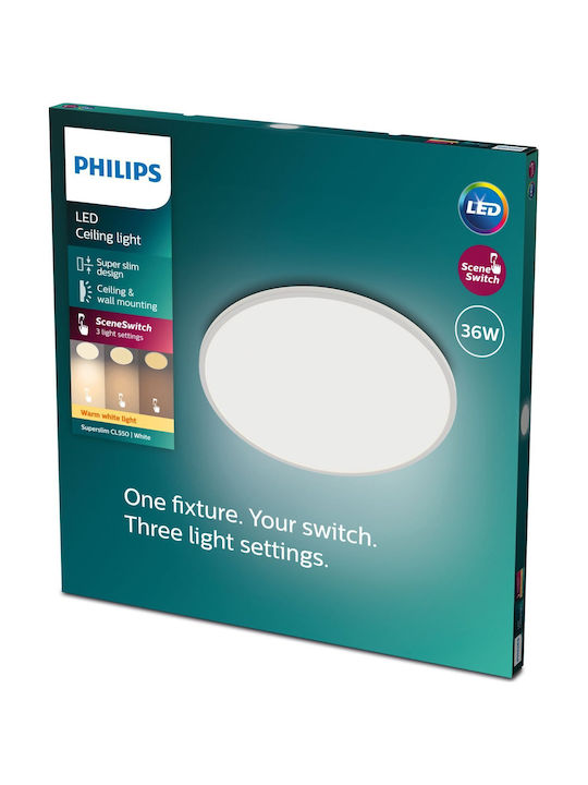 Philips Στρογγυλό Χωνευτό LED Panel 36W με Θερμό Λευκό Φως 55εκ.