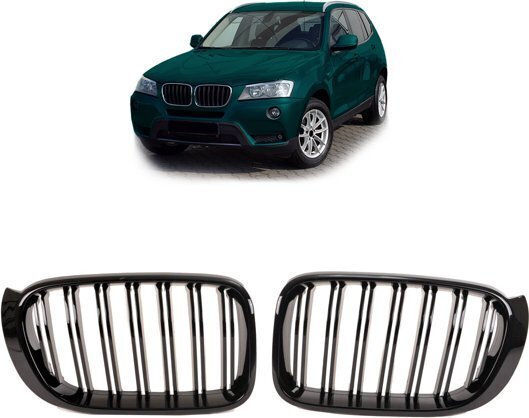 Mtuning Sports Grill Double Ribs Gloss Black BMW X3 F25 X4 F26 Facelift 2014-2018
