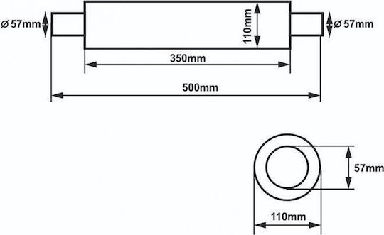 Slide Auspuff Ende 57mm 350mm