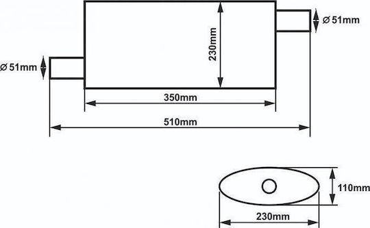 Slide Middle Muffler 51mm Slide 304ss 350mm