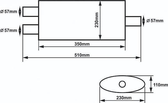 Slide Exhaust End 304SS 57mm 350mm