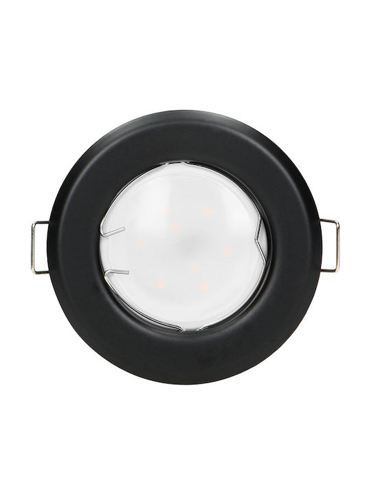 Orno Round Plastic Recessed Spot with Integrated LED and Cool White Light Black 1pcs
