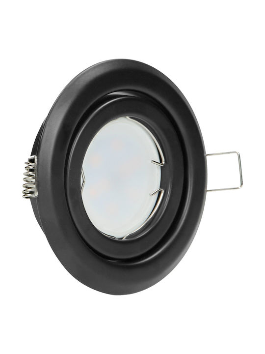 Orno Round Plastic Ceiling Spot with Built-in LED and Cold White Light Black 9.7x9.7cm