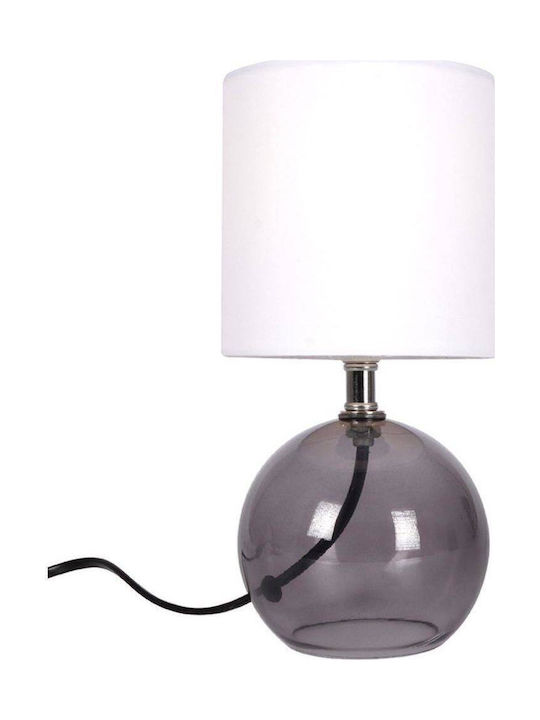 H&S H&S Glass Table Lamp for Socket E14 with White Shade and Transparent Base