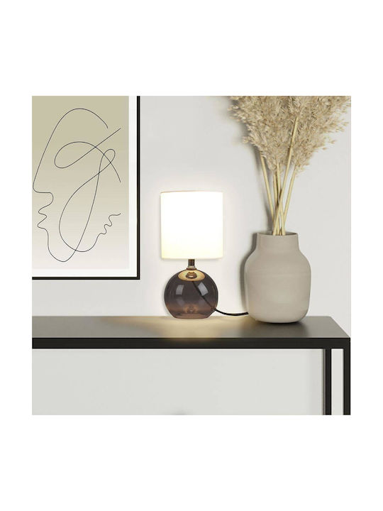 H&S H&S Glass Table Lamp for Socket E14 with White Shade and Transparent Base