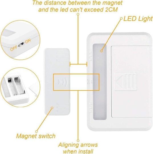 Techly LED Осветление Превключвател за гардероби с Фотоклетка и Самозалепваща лента за монтаж 1бр