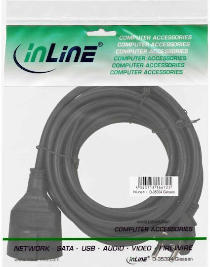 InLine Extension Cable Cord 3 x 1.5mm²/5m Black