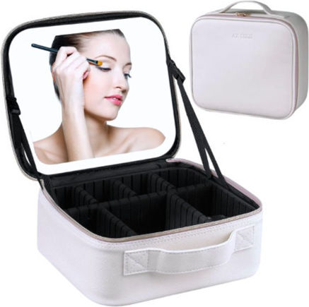 Makeup Rechargeable Led Mirror Cosmetic Case White